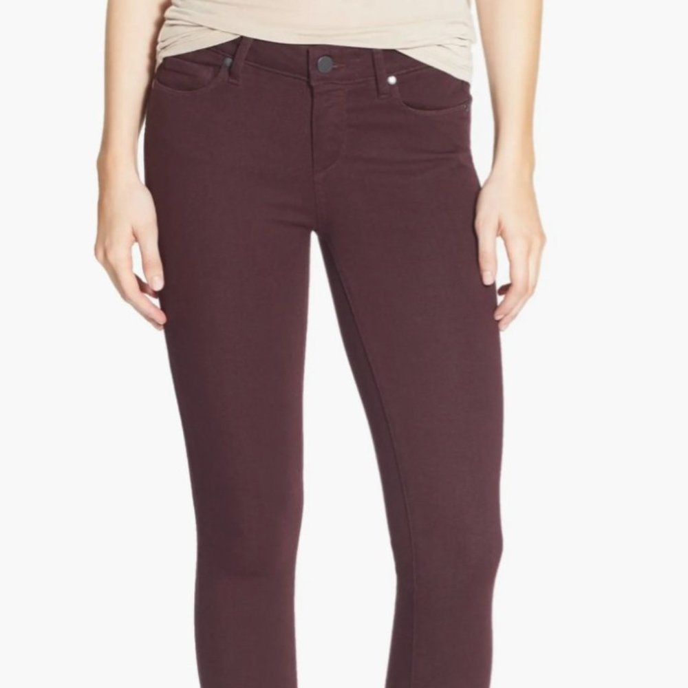 Paige Women Size 27 Verdugo Ankle Skinny Jeans Aubergine Purple Stretch EUC